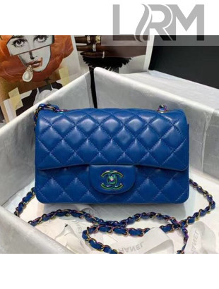 Chanel Lambskin & Rainbow Metal Mini Flap Bag A69900 Blue 2021