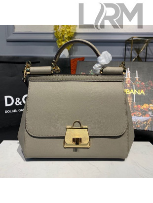 Dolce&Gabbana Medium Sicily Calfskin Top Handle Bag Grey 2019