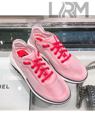 Chanel Mesh and Fabric Sneakers G34763 White/Red/Pink 2019