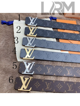 Louis Vuitton Men's Monogram Canvas Belt 4cm with LV Buckle 6 Colors 2021
