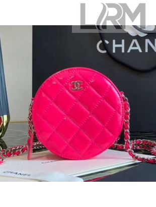 Chanel Quilted Patent Leather Clutch with Chain Pink 2020