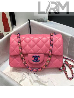 Chanel Lambskin & Rainbow Metal Mini Flap Bag A69900 Pink 2021