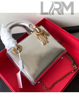 Dior Mini Lady Dior Bag In Metallic Calfskin Silver 2018