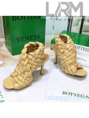 Bottega Veneta BV Board Sandals in ntrecciato Nappa leather 9cm Heel Yellow 2020