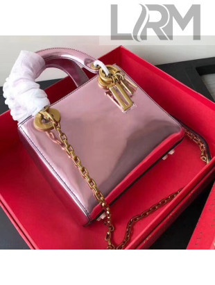 Dior Mini Lady Dior Bag In Metallic Calfskin Pink 2018