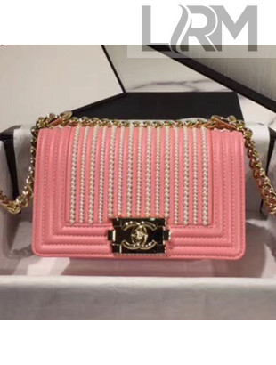 Chanel Pearl Calfskin Small Boy Flap Bag A67085 Pink 2019