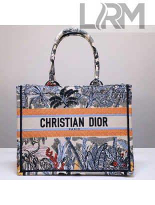 Dior Book Tote Small Bag in Blue Tropicalia Embroidered Canvas 2019