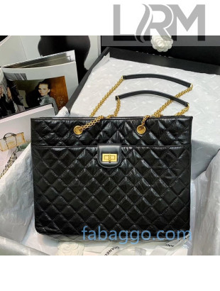Chanel Quilted Crinkle Calfskin Shopping Bag 6611 Black 2020