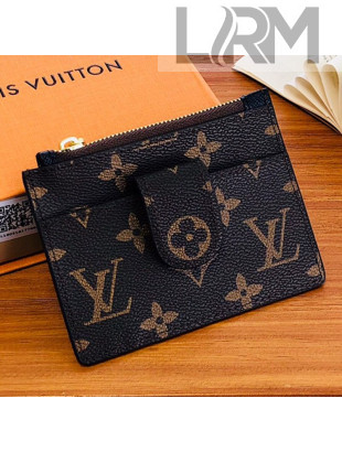 Louis Vuitton Monogram Canvas Porte Cartes Double Zipped Card Holder M66531 Black 2019