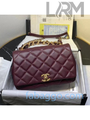 Chanel Quilted Lambskin Medium Flap Bag AS1515 Burgundy 2020