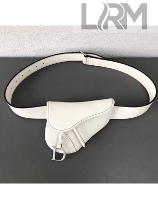 Dior Saddle Belt Bag in Smooth Calfskin White 2019