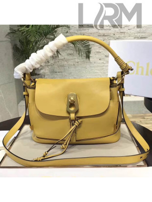 Chloe Owen Small Flap-Top Bag in Smooth & Suede Calfskin Yellow 2017