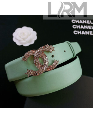 Chanel Calfskin Belt 3cm with Star CC Buckle Green 2021