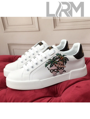 Dolce & Gabbana PORTOFINO Sneakers In Calfskin With DG PALMA STYLIST Patch 2020(For Women and Men)