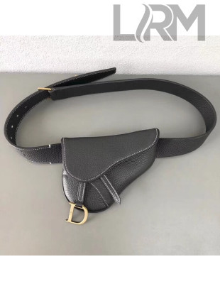 Dior Saddle Belt Bag in Grained Calfskin Black 2019
