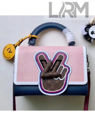 Louis Vuitton Peace Symbol Lock Epi Leather Twist MM Bag M52514 Pink/Indigo 2019