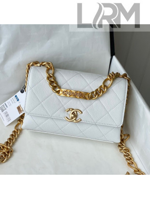 Chanel Grained Calfskin & Gold-Tone Metal Mini Flap Bag AS2711 White 2021