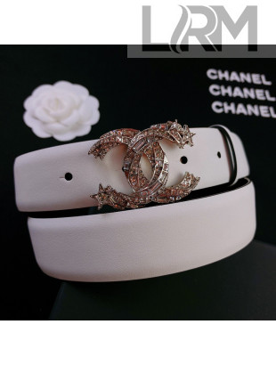 Chanel Calfskin Belt 3cm with Star CC Buckle White 2021