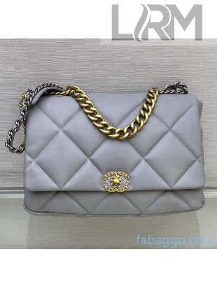 Chanel Quilted Goatskin Chanel 19 Maxi Flap Bag AS1162 Grey 2020（Top Quality）