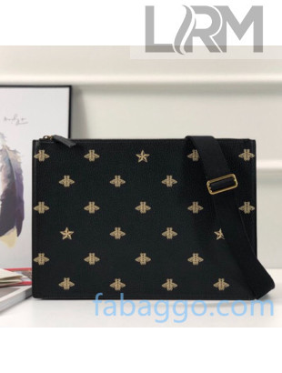 Gucci Men's Bee Embroidered Messenger Bag 450976 Black/Gold 2020