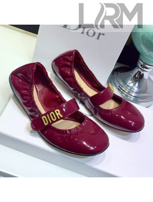 Dior Baby-D Flat Ballerinas in Burgundy Patent Leather 2019