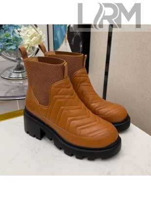 Gucci Chevron Calfskin Short Boots with Interlocking G Black 2020