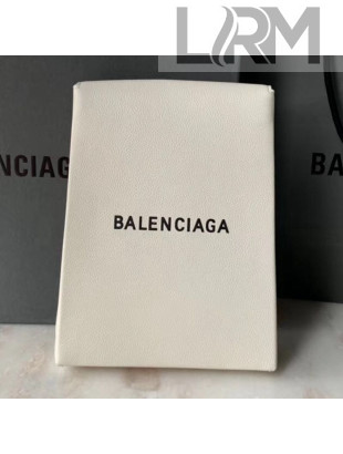Balenciaga Logo Grained Leather Document-Pouch Clutch White 2019