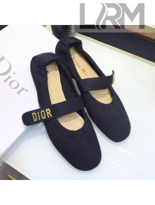Dior Baby-D Flat Ballerinas in Black Fabric 2019