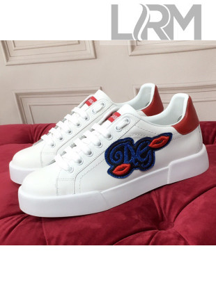 Dolce & Gabbana PORTOFINO Sneakers In Calfskin With DG Patch 2020(For Women and Men)