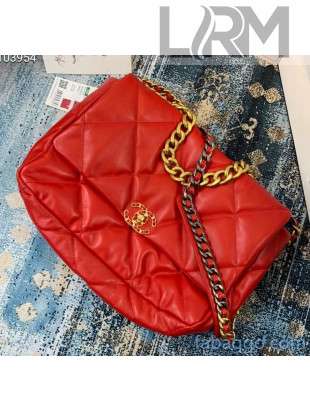Chanel Quilted Goatskin Chanel 19 Maxi Flap Bag AS1162 Red 2020