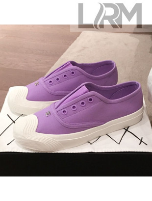 Chanel Vintage Canvas Slip-on Sneakers Purple 2020