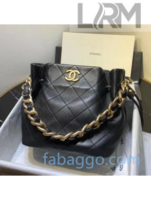 Chanel Lambskin CC Drawstring Bucket Bag AS1518 Black 2020