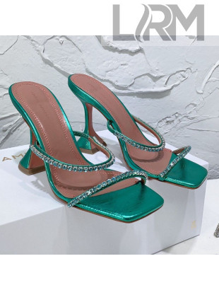Amina Muaddi Glazed Crystal Sandals 9.5cm Green 2021 28