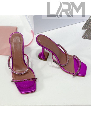 Amina Muaddi Glazed Crystal Sandals 9.5cm Purple 2021 29