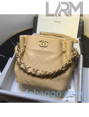 Chanel Lambskin CC Drawstring Bucket Bag AS1518 Beige 2020