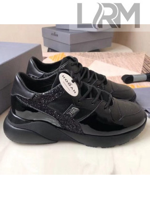 Hogan Active One Leather & Glitter Sneaker Black 2019
