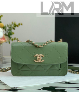 Chanel Quilted Lambskin Small Flap Bag AS2742 Green 2021 