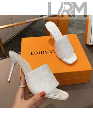Louis Vuitton Revival Heel Mules 8.5cm in Monogram Embossed Calfskin White 2021