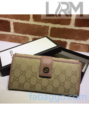 Gucci GG Canvas Continental Wallet 337335 Apricot/Pink 2020