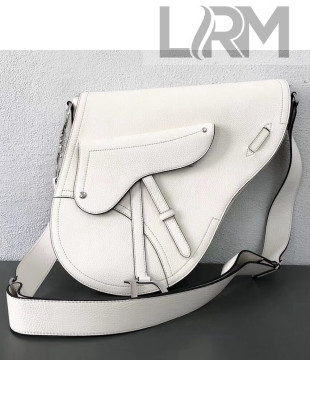 Dior Saddle Large Shoulder Bag in Calfskin White 2019