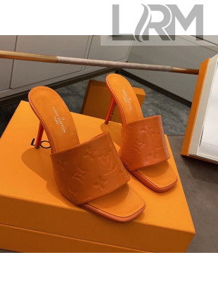 Louis Vuitton Revival Heel Mules 8.5cm in Monogram Embossed Calfskin Orange 2021