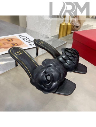 Valentino Atelier Shoe 03 Rose Edition Kidskin Heel Slide Sandal 55mm Black 2020