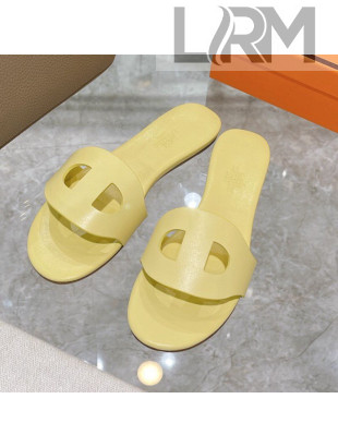 Hermes Roulis Calfskin Flat Slide Sandals All Yellow 2021