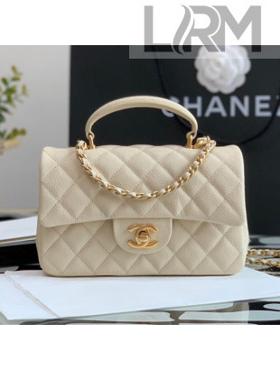 Chanel Grained Calfskin Mini Flap Bag with Top Handle AS2431 Beige 2021