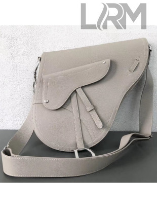 Dior Saddle Large Shoulder Bag in Calfskin Grey 2019