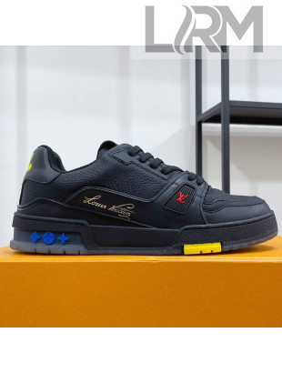 Louis Vuitton Men's Trainer Calfskin Sneakers Black/Yellow 2021