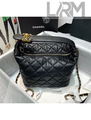 Chanel Quilted Leather Large Hobo Bag With Gold-Tone Metal AS1747 Black 2020