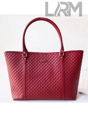 Gucci Signature Leather Shopping Tote Bag 449647 Red 2018