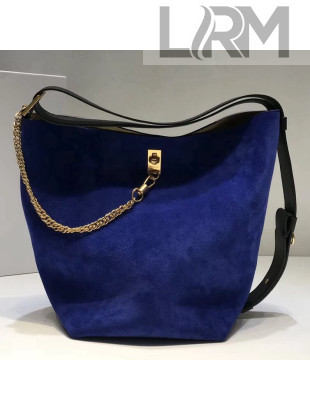 Givenchy GV Bucke Bag in Suede and Patent Leather Blue/Dark Grey 2018
