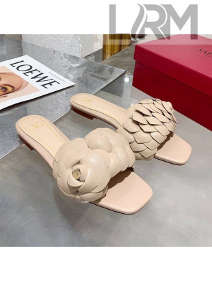 Valentino Atelier Shoe 03 Rose Edition Kidskin Flat Slide Sandal Nude 2020